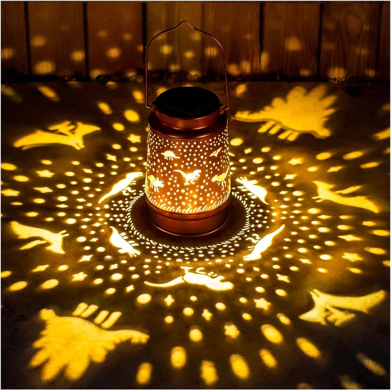 EZTZEN Dinosaur Solar Lanterns Outdoor Waterproof Hanging Solar Lights Dinosaur Gifts for Women Men Metal Decorative LED Dinosaur Lanterns for Garden Decor,Yard,Patio,Lawn,Tabletop,Pathway,Landscape - Image 1